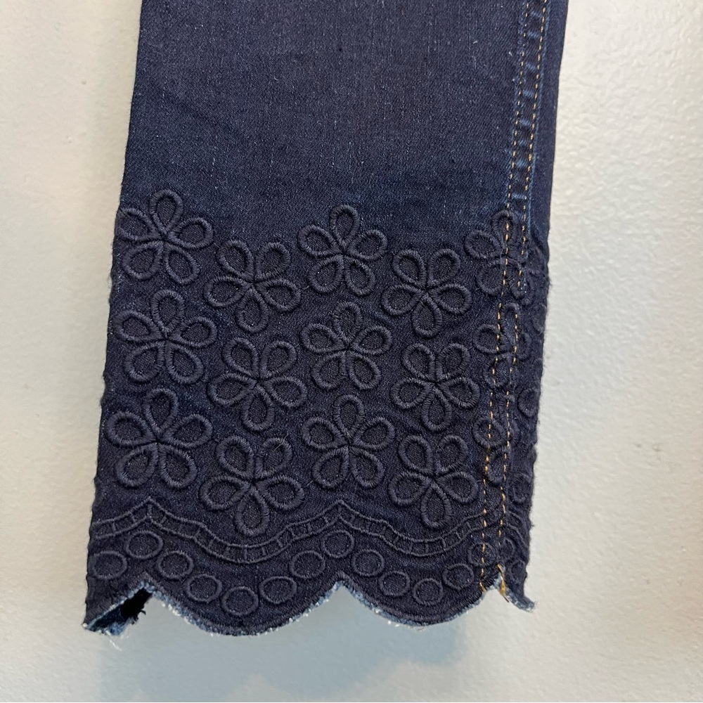 Ted Baker Navy Skinny Jeans with Scalloped Hem Embroidery - Picture 2 of 13